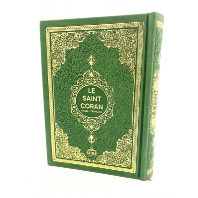 Le Saint Coran Arabe -Français Vert Olive Doré Petit Format